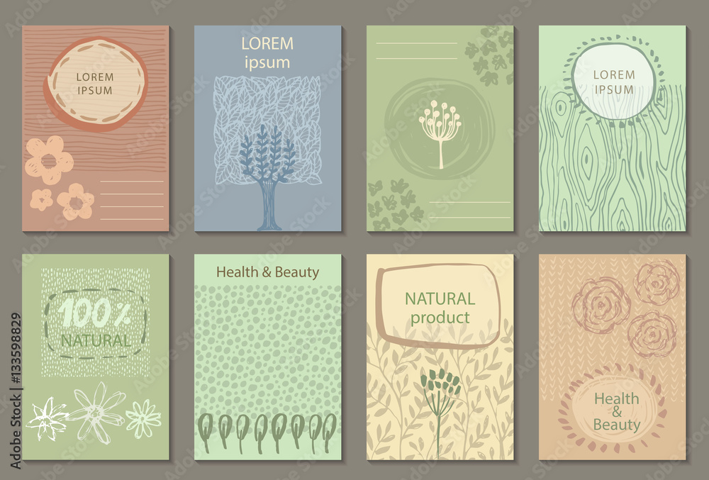 Vector set of eco nature labels or business card templates.