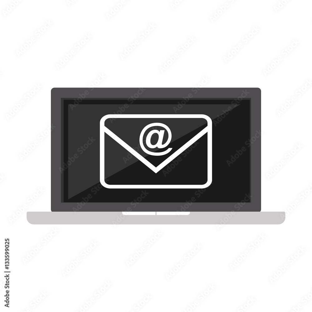 E-mail flat design. Email symbol on laptop. E-mail flat design. Email symbol on laptop.