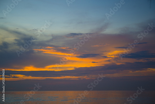 Stunning beautiful sunset in the Gulf of Thailand.