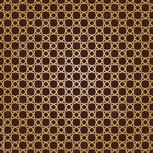 Seamless vector golden ornament in arabian style. Geometric abstract background. Pattern for wallpapers and backgrounds