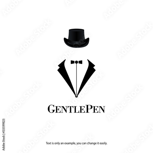 Gentleman writer logo. Fountain pen vector icon. Eps10.
