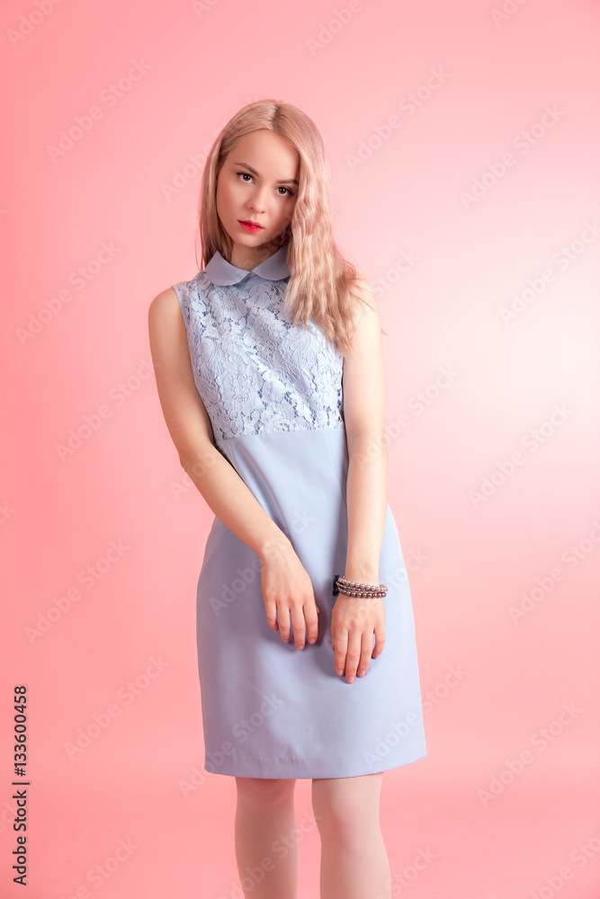 girl on a pink background girl on a pink background