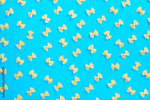 Farfalle pasta flat lay pattern