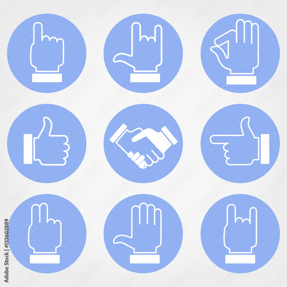 Fototapeta premium Human Hand Signs. Vector image. Design elements.