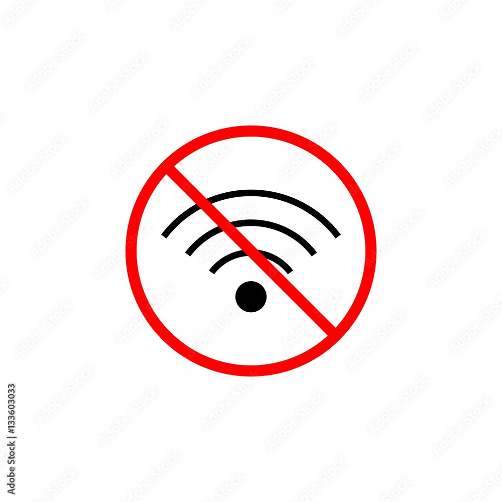No Wifi line icon, prohibition sign, forbidden wireless network, vector graphics, a linear pattern red on a white background, eps 10. No Wifi line icon, prohibition sign, forbidden wireless network, vector graphics, a linear pattern red on a white background, eps 10.