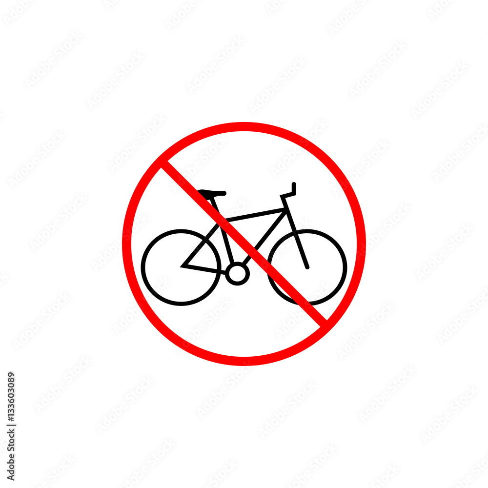 No bicycle line icon, bike prohibition sign, forbidden no transport, vector graphics, a linear pattern red on a white background, eps 10. No bicycle line icon, bike prohibition sign, forbidden no transport, vector graphics, a linear pattern red on a white background, eps 10.
