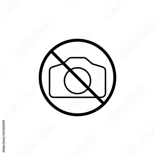 No camera line icon, prohibition sign, forbidden no photo & photography, vector graphics, a linear pattern on a white background, eps 10.