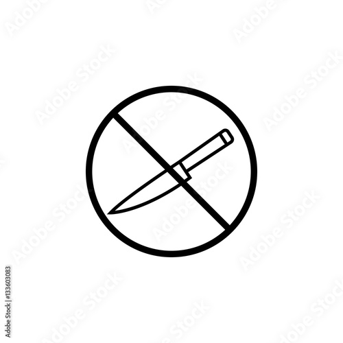 No sharp object line icon, prohibition sign, forbidden no knife, vector graphics, a linear pattern on a white background, eps 10.