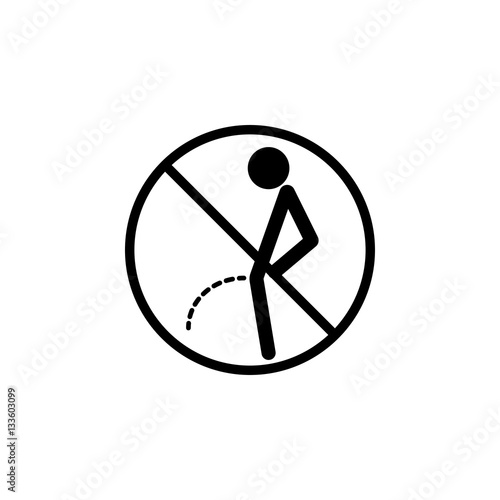 No peeing line icon, pee prohibition sign, forbidden don't pissing, vector graphics, a linear pattern on a white background, eps 10.