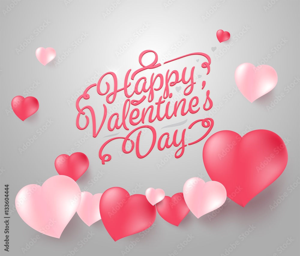 Happy valentine's day background with realistic heart. vector il