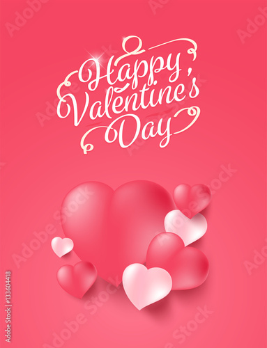 Happy valentine's day background with realistic heart. vector il