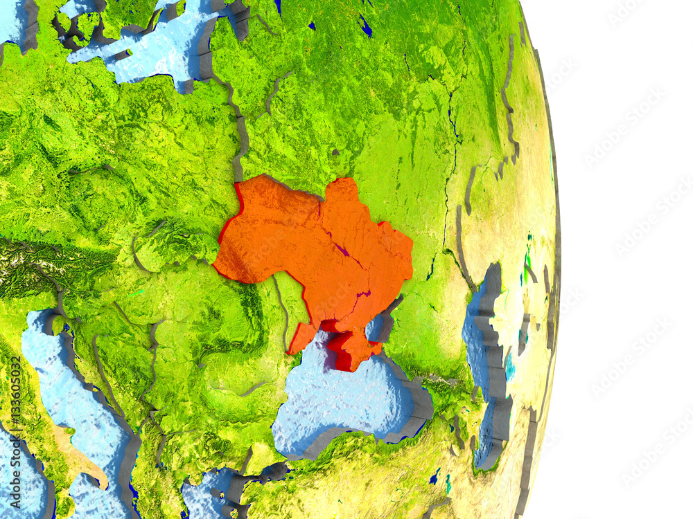 Ukraine in red on Earth