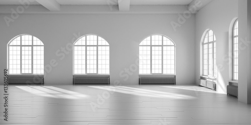 White empty loft interior. photo