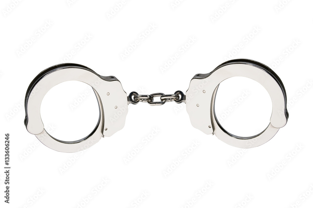 Metal handcuffs isolated on white background Metal handcuffs isolated on white background