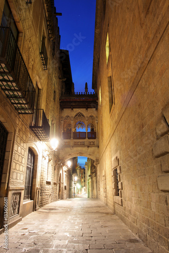Fototapeta Naklejka Na Ścianę i Meble -  Barcelona Gothic quarter, Carrer del Bisbe