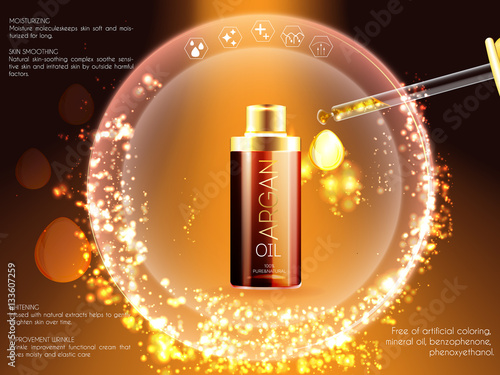 Skin serum toner template, glass bottle