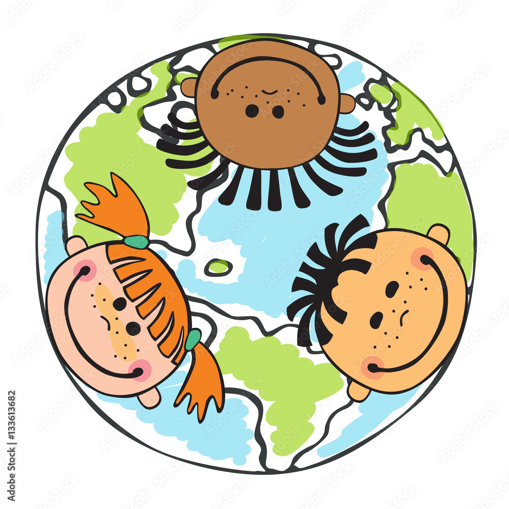 Globe kids. Children Earth day. Vector Globe kids. Children Earth day. Vector