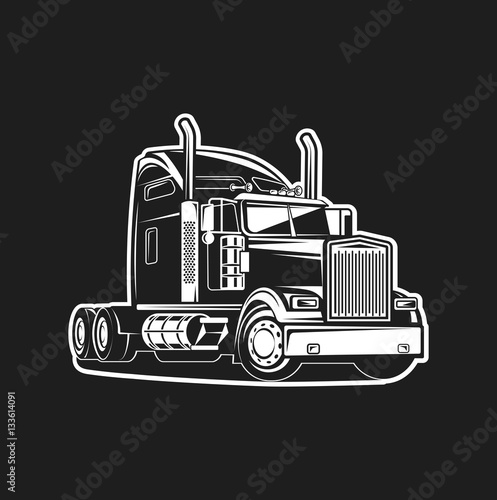Truck black and white vector illustration