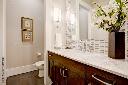 White and clean bathroom design in brand-new home