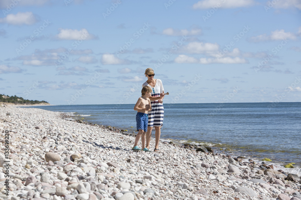 Mother with son on beach Mother with son on beach