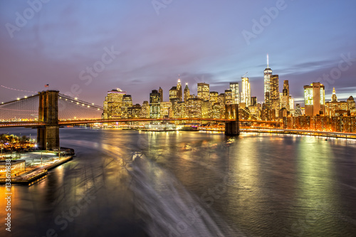 New York Skyline at Night from Manhattan Bridge