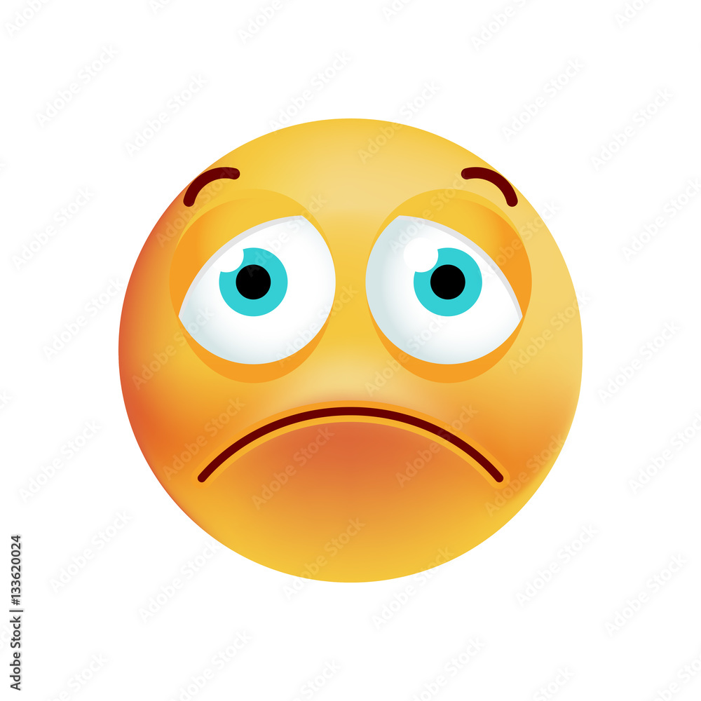 Cute Sad Emoticon on White Background. Isolated Vector Illustration Cute Sad Emoticon on White Background. Isolated Vector Illustration