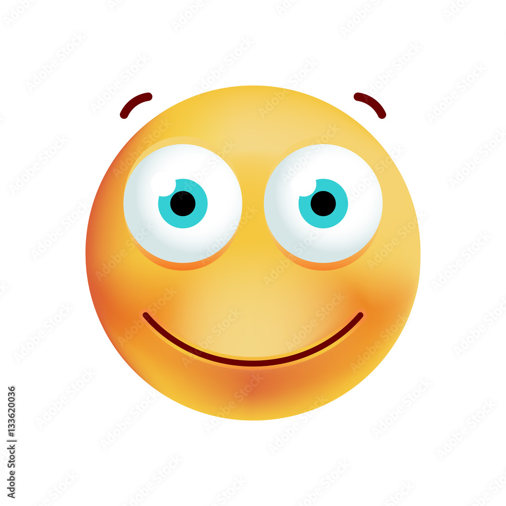 Cute Happy Emoticon on White Background. Isolated Vector Illustration 