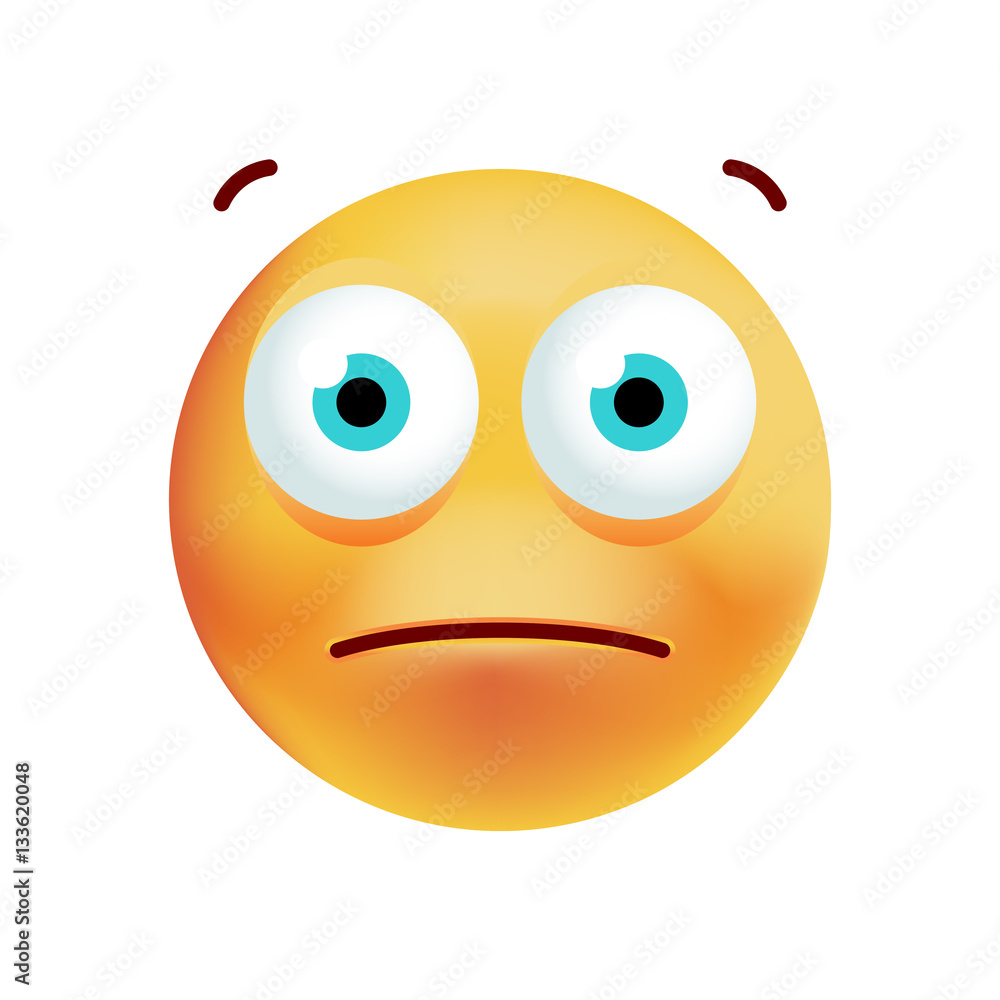 Cute Confused Emoticon on White Background. Isolated Vector Illustration 