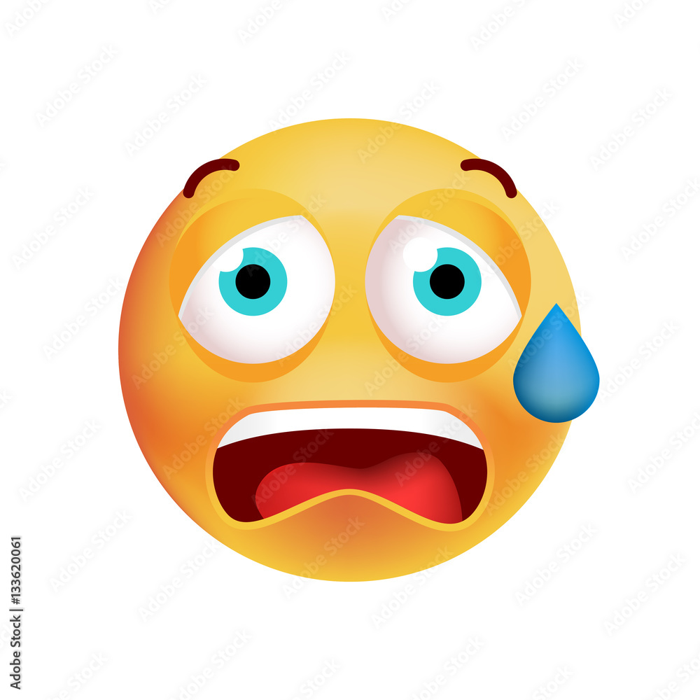 Cute Scared Emoticon on White Background. Isolated Vector Illustration Cute Scared Emoticon on White Background. Isolated Vector Illustration