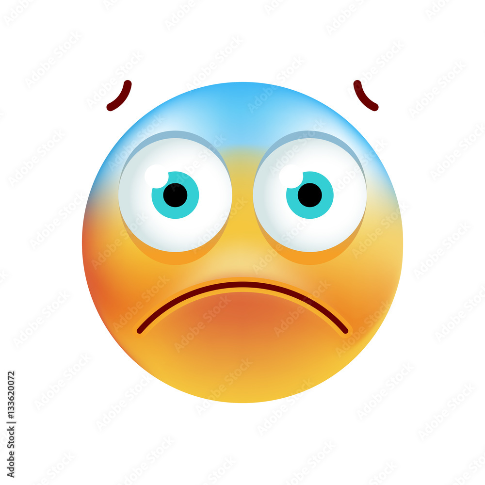 Fototapeta premium Cute Scared Emoticon on White Background. Isolated Vector Illustration 