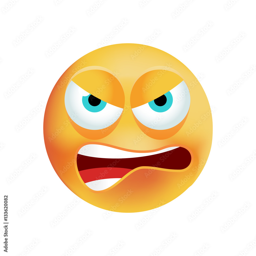 Cute Angry Emoticon on White Background. Isolated Vector Illustration Cute Angry Emoticon on White Background. Isolated Vector Illustration