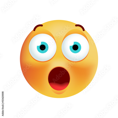 Cute Surprised Emoticon on White Background. Isolated Vector Illustration 
