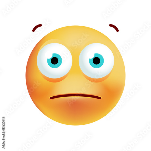 Cute Confused Emoticon on White Background. Isolated Vector Illustration 