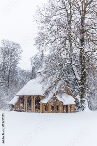 Stabkirche Stiege im Harz Winter © dk-fotowelt