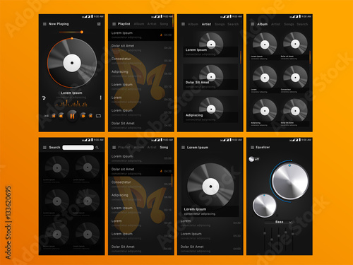 Music Mobile UI, UX or GUI Design.