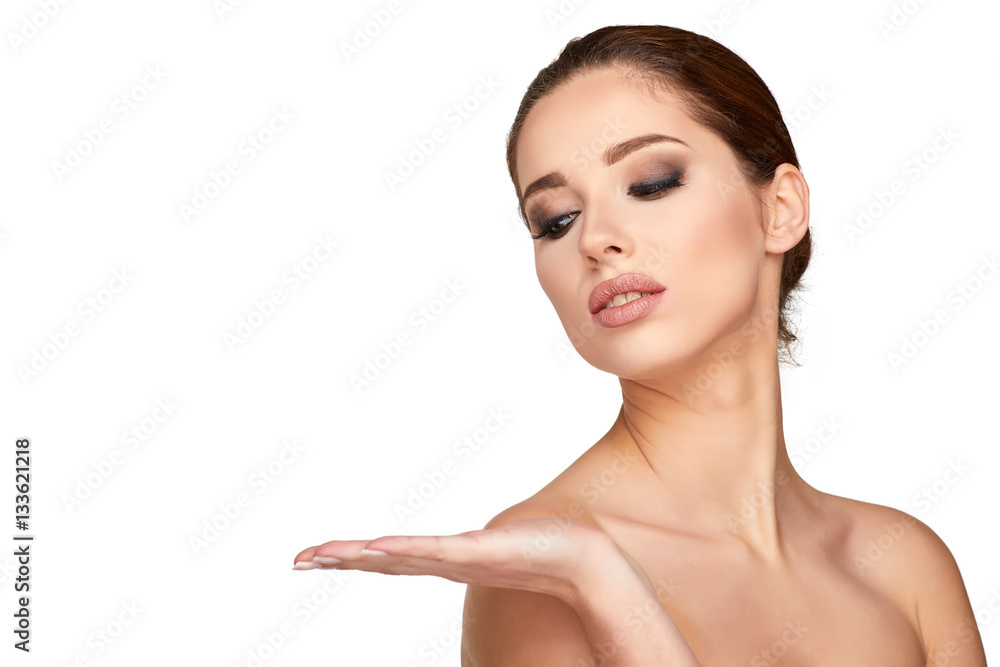 Young woman with beautiful healthy face - isolated on white Young woman with beautiful healthy face - isolated on white
