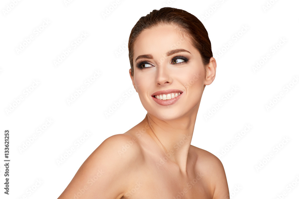 Young woman with beautiful healthy face - isolated on white Young woman with beautiful healthy face - isolated on white