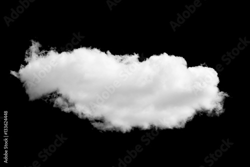 Isolated single white cloud on black background
