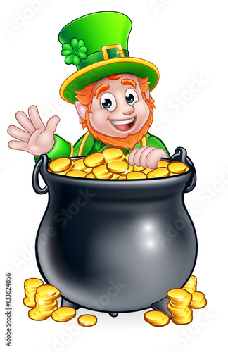 St Patricks Day Leprechaun and Pot of Gold