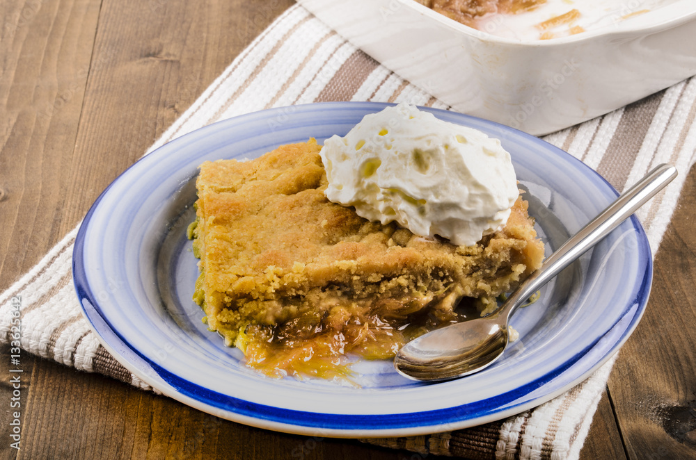 rhubarb crumble cake with whipped cream rhubarb crumble cake with whipped cream