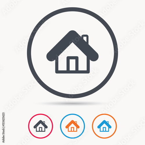 Wallpaper Mural Home icon. House building symbol. Real estate construction. Colored circle buttons with flat web icon. Vector Torontodigital.ca