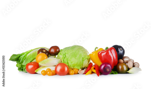 Group of fresh vegetables on white background