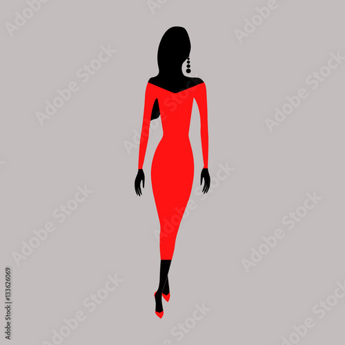 Beautiful woman in red dress