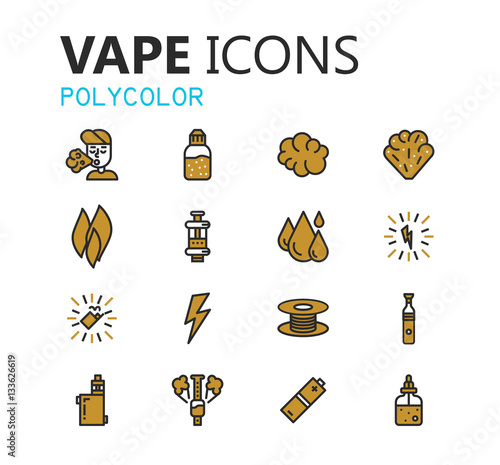 Simple modern set of vape icons. Premium symbol collection. Vector illustration. Simple pictogram pack.