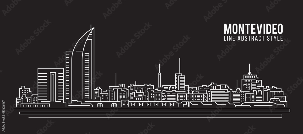 Cityscape Building Line art Vector Illustration design -  Montevideo city
