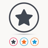Star icon. Favorite or best sign. Web ranking symbol. Colored circle buttons with flat web icon. Vector