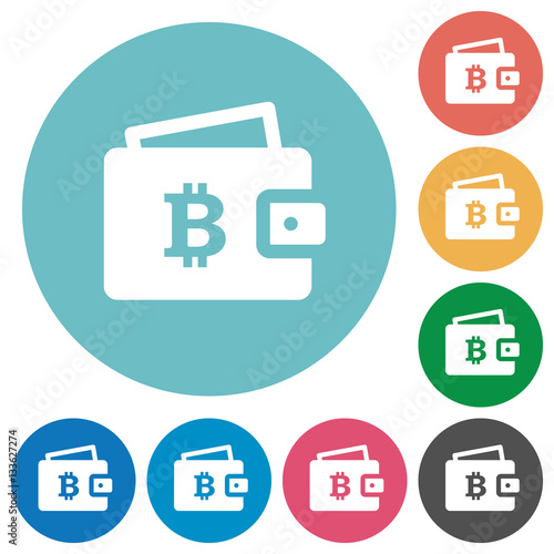 Bitcoin wallet flat round icons