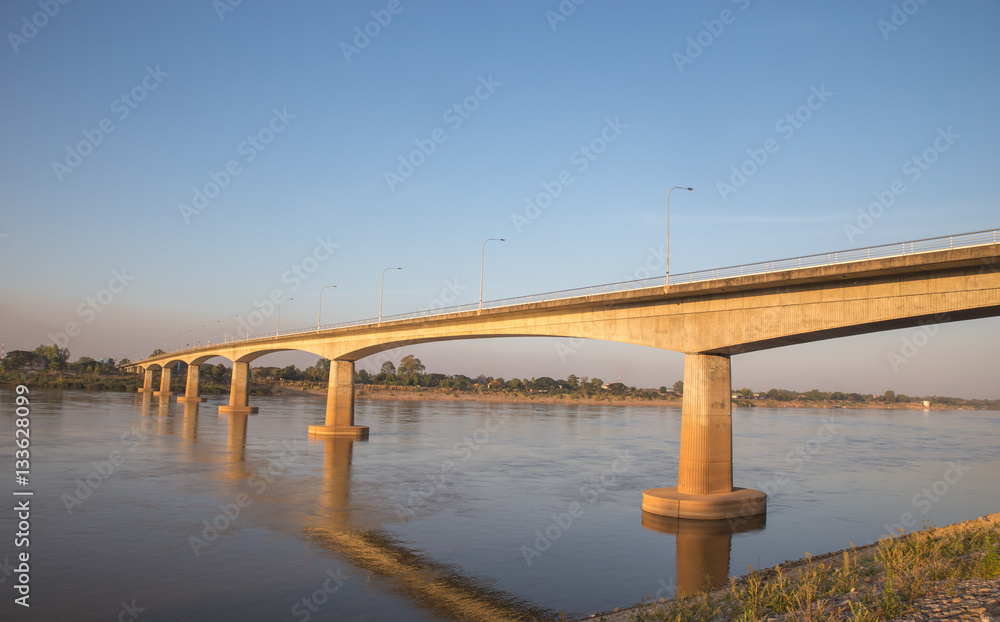 The Friendship Bridge at the mekong river in the town of Nong Kh