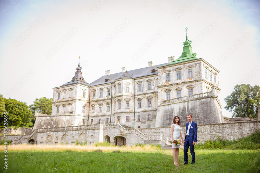 wedding couple in castle