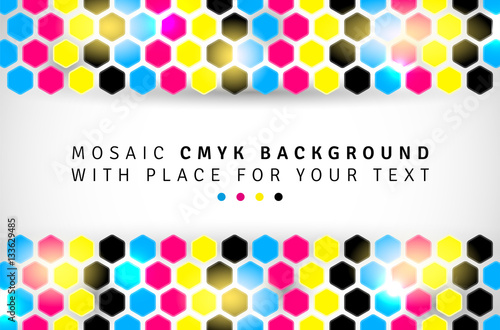 Abstract mosaic background from CMYK hexagons